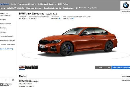 BMW 3er G20 (2018) Konfigurator
