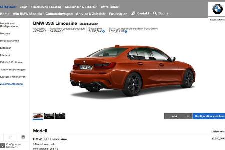 BMW 3er G20 (2018) Konfigurator