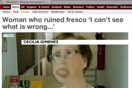 Auch Cecilia Giménez in der Photoshop-Version. So würde sie wohl ihr eigenes Foto überarbeiten.