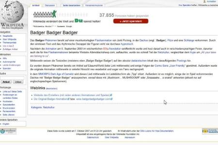 Badger Badger Badger, dieser Eintrag darf in unserer Liste natürlich auf keinen Fall fehlen, schließlich ist dieses kleine F...