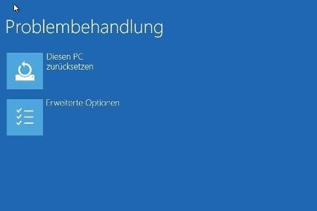 Windows 10 zurücksetzen - Zurücksetzen über die erweiterten Startoptionen - Es erscheint ein neues Auswahlfenster, hier müss...