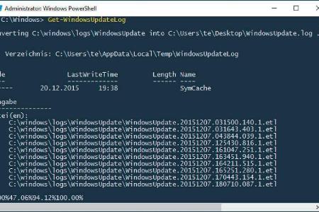 Der Powershell-Befehl Get-WindowsUpdateLog liefert in einem Editor lesbare Protokolle, in der Regel mit etwas detailliertere...