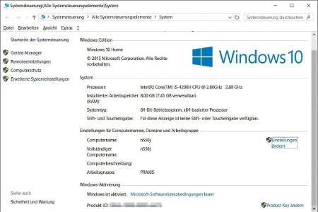 Die Basisinformationen zum System geben Auskunft darüber ob Windows aktiviert ist oder nicht. Diese lässt sich über die Tast...