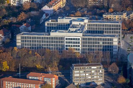 Luftbild, Neubau B�rohaus und Gesch�ftshaus Vonovia Zentrale...