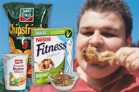 essen, dick, chips, buttermilch, müsli