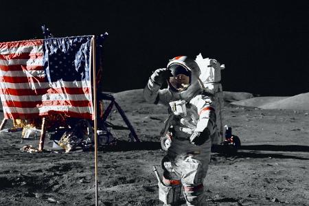 December 13, 1972 - Apollo 17 astronaut salutes the deployed...