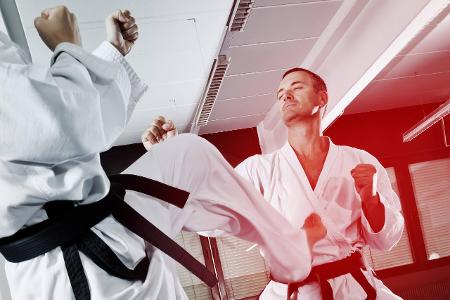 Mann und Frau beim Taekwondo women and a man at Taekwondo BL...