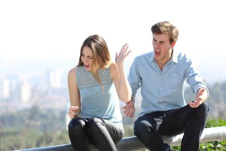 Couple arguing in a city outskirts ,model released, Symbolfo...