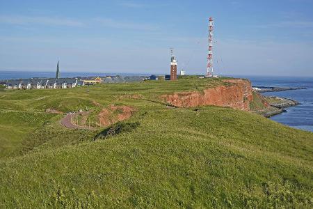 Leuchtturm Helgoland mit Ort, Helgoland, Nordsee, Schleswig-...