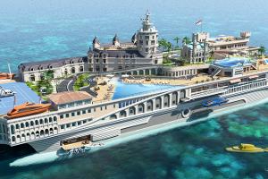 Monaco als Luxusyacht auf See