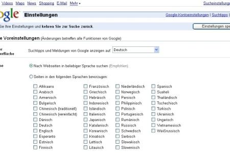Immer für einen Schwerz gut: www.google.de/preferences