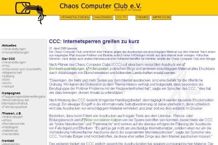 Dem Chaos Computer Club (CCC) gehen Internetsperren nicht weit genug. Auch der Drucker solle reguliert werden.