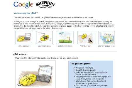 In Australien hat Google etwas für Sport-Fans in der Mache. Der gBall-(Beta)-Football wiegt nur 107 g, bewertet Kicks und se...