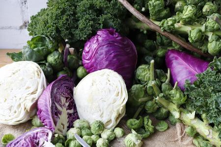 Kohlgemüse wie Grünkohl, Rotkohl, Weißkohl, Rosenkohl, Spitzkohl und Wirsingkohl haben hierzulande im Winter Saison und besi...