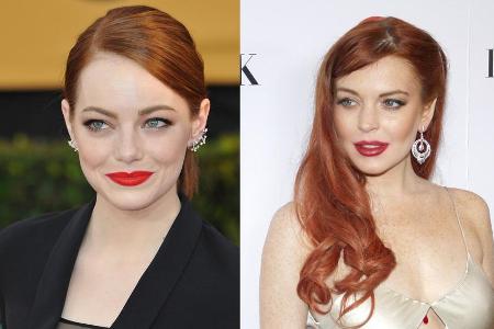 Emma Stone (li.) und Lindsay Lohan haben beide naturrote Haare und gleiche Gesichtszüge. Lindsay sagte einmal, dass sie glau...