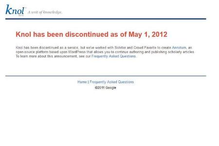Auf Google Knol konnten Autoren Artikel anlegen. Daraus sollte ein Wissensportal entstehen. Doch daraus wurde nichts, am 1. ...