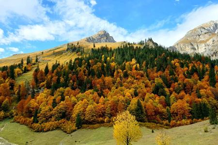 Die Gebirgsgruppe Karwendel auf Platz sechs befindet sich zum größten Teil in Tirol, der Rest liegt in Bayern. Im Herbst ist...