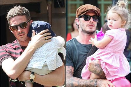 Ex-Fußball-Star David Beckham (r.) ist wiederum Patenonkel von Sailor Gene, dem Sohn von Schauspielerin Liv Tyler und Sporta...