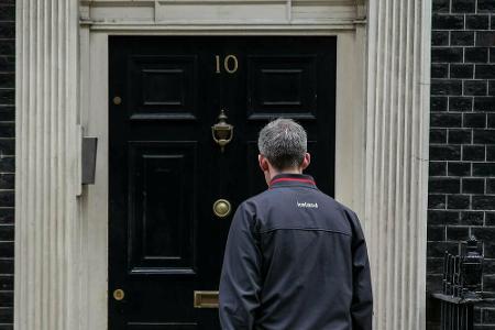 Die Downing Street Nr. 10 in London ist der Sitz des britischen Premierministers. Das Gebäude ist aus Sicherheitsgründen abg...