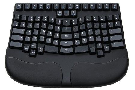 Geteiltes Design und ergonomisch geformt: das Truly Ergonomic Keyboard mit braunen Cherry MX Tasten.