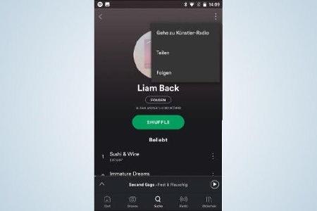 Das „Künstler-Radio“ führt zu Musiktiteln von anderen Interpreten, die dem persönlichen Geschmack entsprechen könnten.