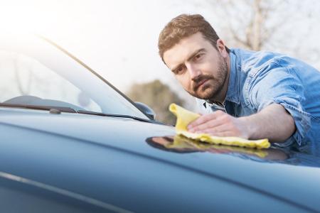 Damit das Auto nicht gleich wieder voller Pollen ist, empfiehlt sich Wachs. Ist der PKW gewachst, kann der Blütenstaub nicht...