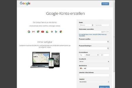 Zunächst richtet man sich ein Google-Konto ein.