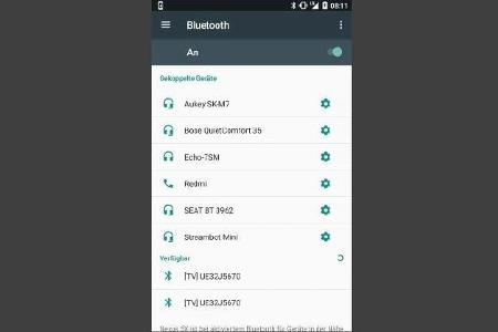 Mit dem Smartphone verbundene Bluetooth-Geräte findet man In den „Einstellungen“.