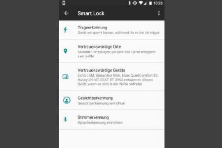 Mit der Komfortfunktion Smartlock kann man das Endgerät komfortabel entsperren und die Sperre unterbinden.