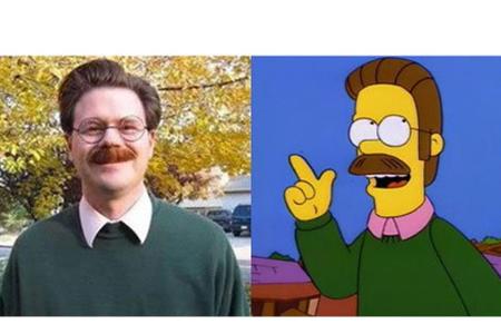 Der Bart akkurat gestutzt, das Haar liebevoll in Form geföhnt und auch das Outfit dieses Herren ist perfekt auf Ned Flanders...