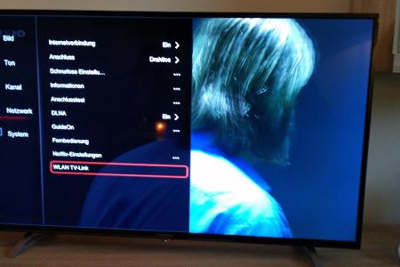 Per Netzwerk-Menü lässt sich der WLAN-TV-Link aktivieren, der Miracast verwendet.