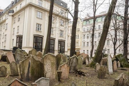 Der Zahn der Zeit hat heftig an den Grabsteinen des alten jüdischen Friedhofs in Prag genagt. Aber gerade das macht den morb...