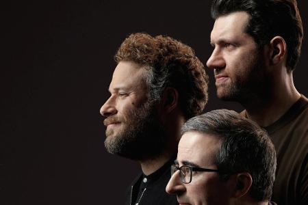 Zazu spricht der britische Late-Night-Moderator John Oliver (unten). Comedy-Schwergewicht Seth Rogen (Mitte) leiht Pumbaa se...