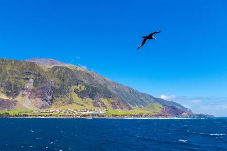 Über 3.000 km südlicher liegt Tristan da Cunha. Auf der Insel gibt es keinen Flughafen und man muss eines der acht bis zehn ...