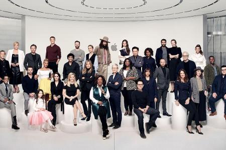 Geballte Hollywood-Prominenz: Diese Stars sind Teil von Apples neuem Streaming-Angebot Apple TV+. Tim Cook (Mitte, unten, st...