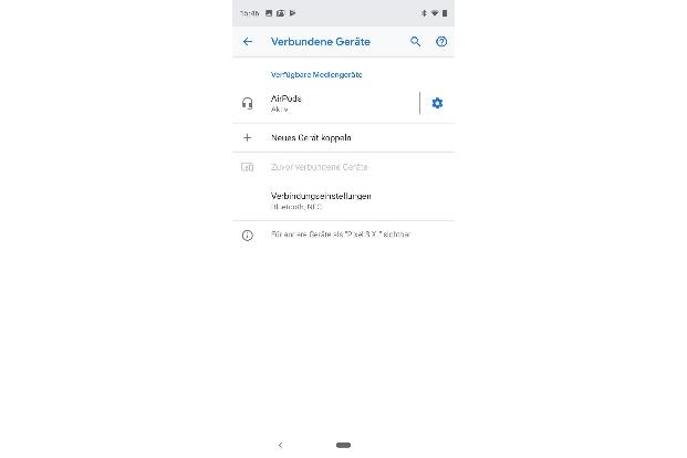 Die Airpods sind jetzt mit dem Pixel 3 XL verbunden.