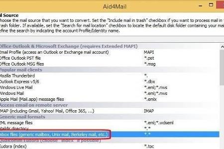 Das Tool Aid4Mail konvertiert die Mailarchive verschiedenster Formate.