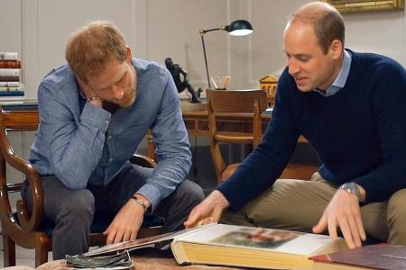 Prinz Harry und Prinz William blättern in alten Fotoalben