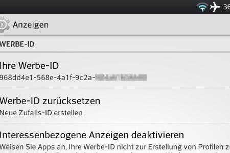 Android-Werbe-ID lässt sich vom Nutzer zurücksetzen.