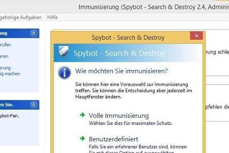 Mit Spybot lässt sich das System immunisieren.