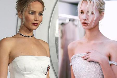 Die Ähnlichkeit zwischen Jennifer Lawrence (li.) und Model Milena Garbo ist nicht zu leugnen