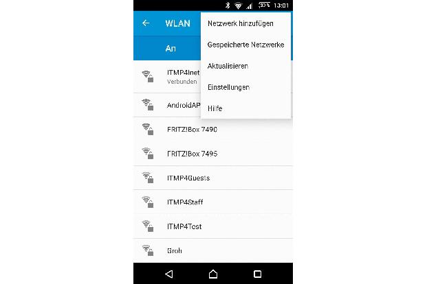 Alle verfügbaren WLANs werden übersichtlich aufgelistet. Per Tippen auf einen der Einträge und Eingabe der Zugangsdaten wird...