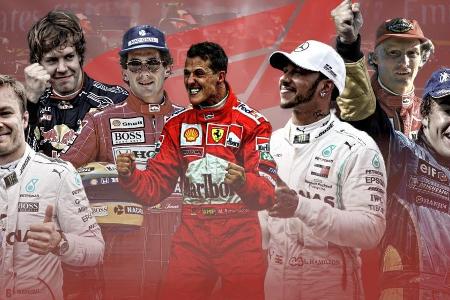 33 Fahrer sicherten sich in 70 Formel-1-Saisons zwischen 1950 und 2020 den Weltmeistertitel. Einige waren One-Hit-Wonder, an...