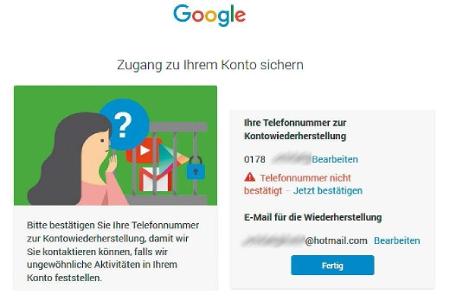 Viele andere Internetdienste, darunter auch Google bieten die Möglichkeit, Online-Konten zusätzlich per SMS-Code zu schützen.