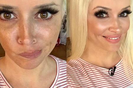 Daniela Katzenberger - ohne (l.) und mit Make-up