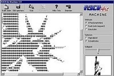 Die ASCII Art Machine wandelt Bilder in ASCII-Zeichnungen um, die sich anschließend in einem Editor oder Textverarbeitungspr...