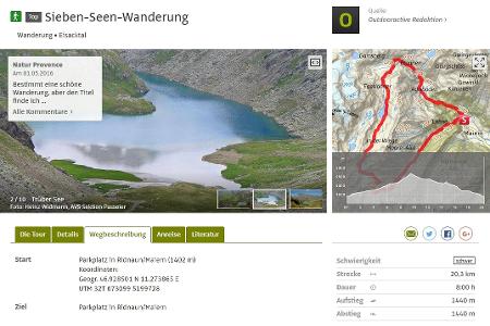 Outdooractive bietet recht detaillierte Routenbeschreibungen.