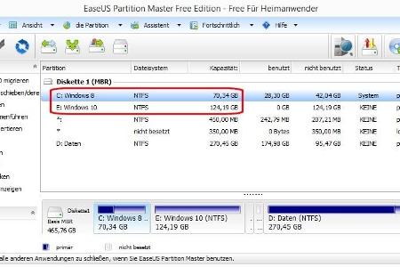 Easeus Partition Master ermöglicht die Erstellung neuer Partitionen zum Beispiel für Windows 10.