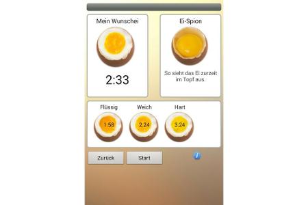 Dazu zieht die App Faktoren wie Höhenmeter, Eigröße und Temperatur heran. Nach der Einstellung, wie hart das Ei werden soll,...