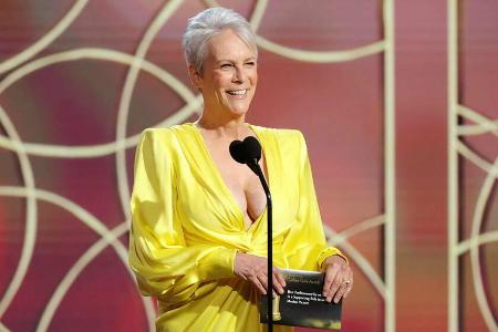 Eine strahlende Jamie Lee Curtis bei der Golden-Globes-Verleihung 2021. Eine strahlende Jamie Lee Curtis bei der Golden-Globes-Verleihung 2021.